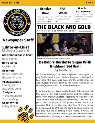 The Black and Gold Volume 5 Issue 23 February 20th, 2026