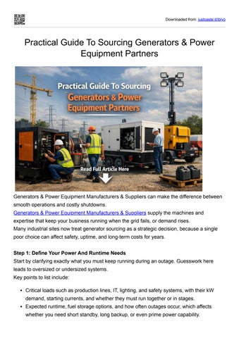 Practical Guide To Sourcing Generators & Power Equipment Partners
