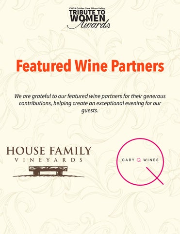 2026 Tribute to Women Awards - Featured Wine Partners