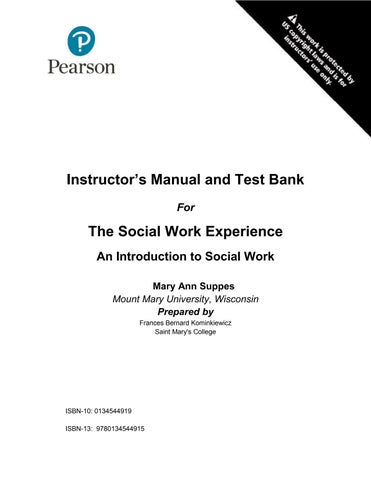 Test Bank For Social Work Experience, The A Case-Based Introduction to Social Work and Social Welfar