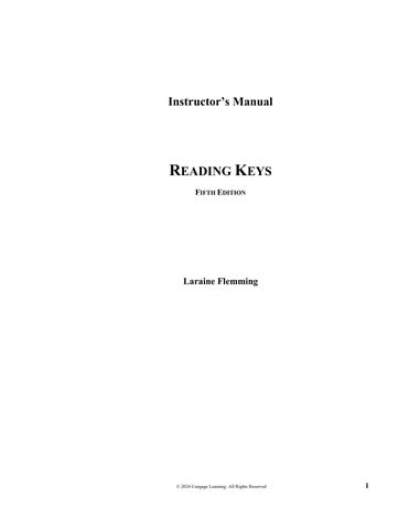 Instructor Manual For Reading Keys 5th Edition by Laraine E. Flemming