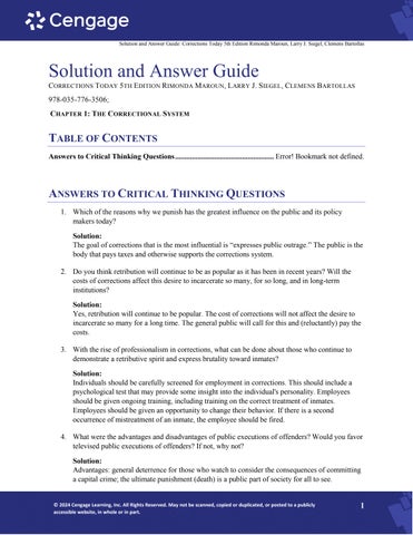 Solution Manual For Corrections Today 5th Edition by Rimonda Maroun, Larry J. Siegel, Clemens Bartol