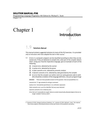 Solution Manual for Programming Language Pragmatics 4th Edition by Michael L. Scott