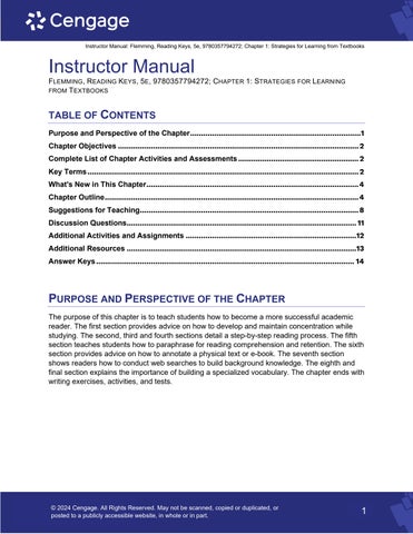 Solution Manual For Reading Keys 5th Edition by Laraine E. Flemming Chapter 1-9