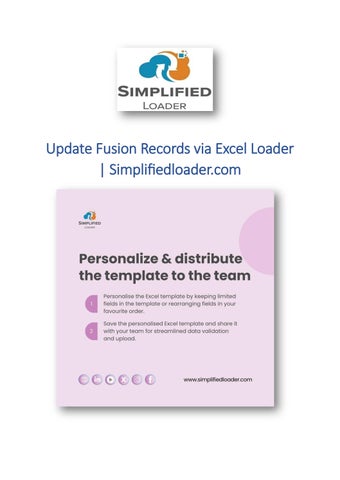 Update Fusion Records via Excel Loader | Simplifiedloader.com