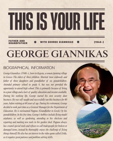 PDHPE Assessment This Is Your Life - With George Giannikas