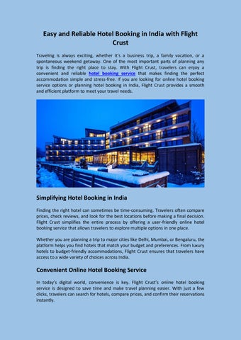 Easy and Reliable Hotel Booking in India with Flig
