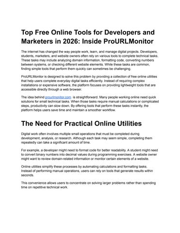 Top Free Online Tools for Developers and Marketers in 2026_ Inside ProURLMonitor