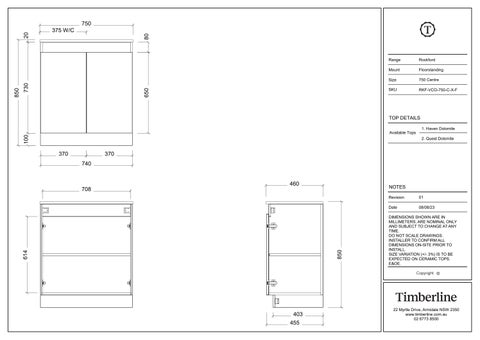 Rockford Floor Standing Vanity Ceramic Top