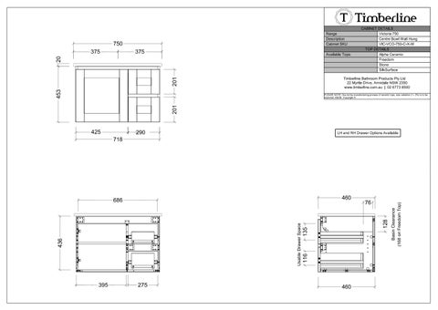 Victoria Wall Hung Vanity Ceramic Top