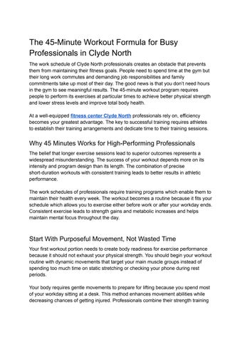 The 45-Minute Workout Formula for Busy Professionals in Clyde North