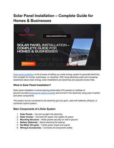 Solar Panel Installation – Complete Guide for Homes & Businesses
