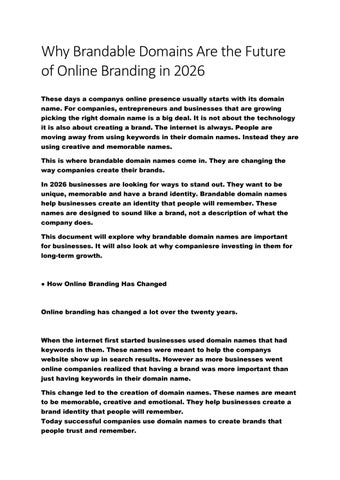 Why Brandable Domains Are the Future of Online Branding in 2026