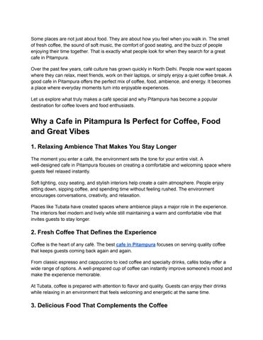 Why a Cafe in Pitampura Is Perfect