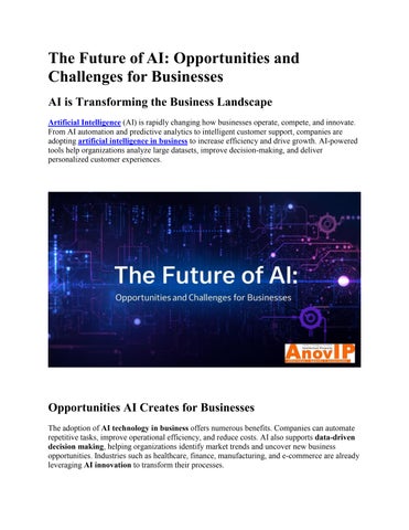 The Future of AI  Opportunities and Challenges for Businesses