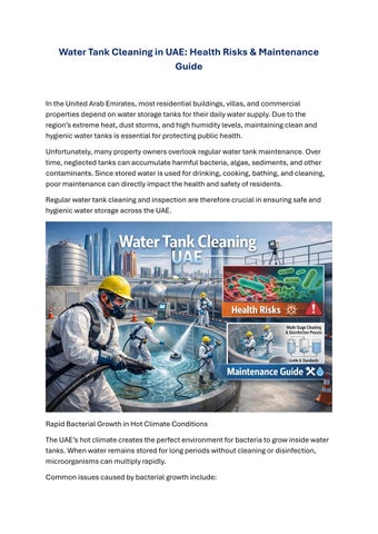 Why Neglecting Water Tank Maintenance Can Lead to Serious Health Risks in the UAE