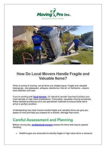 How Do Local Movers Handle Fragile and Valuable Items?