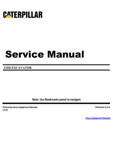 CAT + Caterpillar 235D Excavator Service Repair Manual