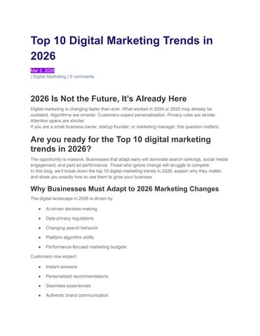 Top 10 Digital Marketing Trends in 2026