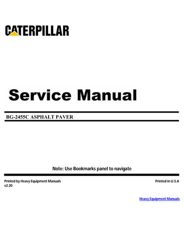 CAT + Caterpillar BG-2455C Asphalt Paver Service Repair Manual