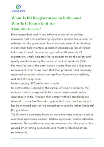 What Is ISI Registration in India and Why Is It Important for Manufacturers?