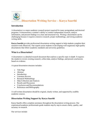 Dissertation Writing Service
