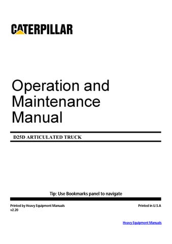 CAT + Caterpillar D25D Articulated Truck Operation & Maintenance Manual