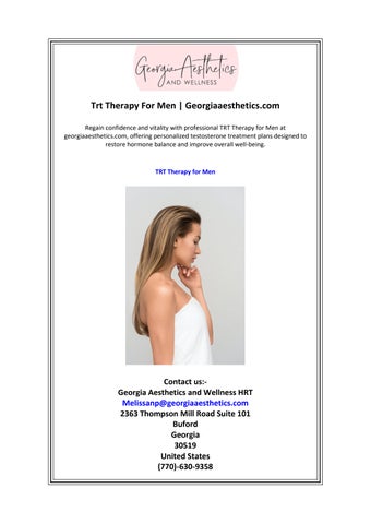 Trt Therapy For Men | Georgiaaesthetics.com