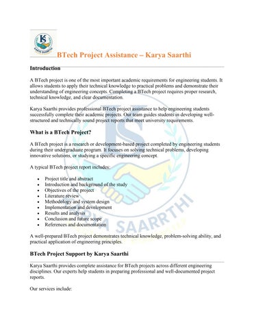 BTech Project Assistance