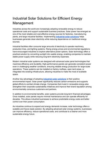 Industrial Solar Solutions for Businesses | Reliable Solar Energy Systems