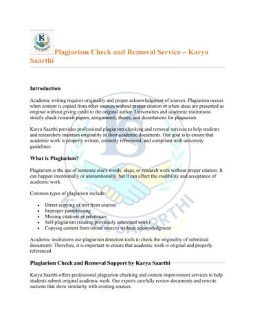 Plagiarism Check and Removal Service