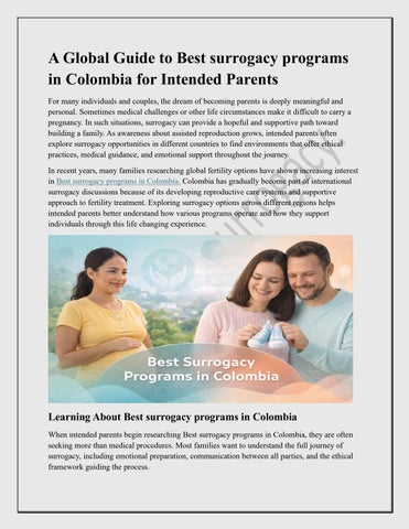 A Global Guide to Best surrogacy programs in Colombia for Intended Parents
