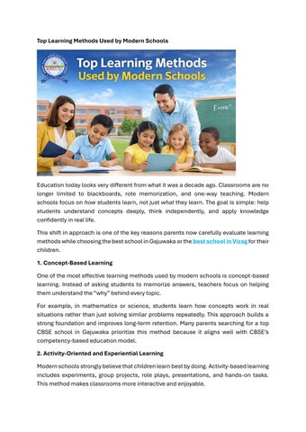 Top Learning Methods Used by Modern Schools