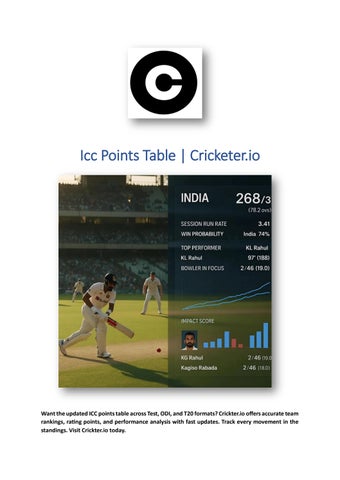 Icc Points Table | Cricketer.io