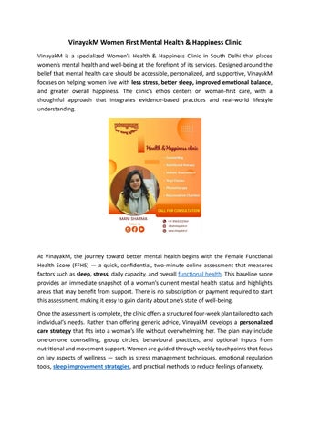 VinayakM  Women First Mental Health and happiness clinic