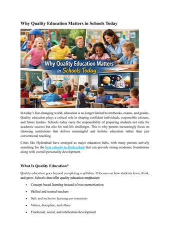 Why Quality Education Matters in Schools Today