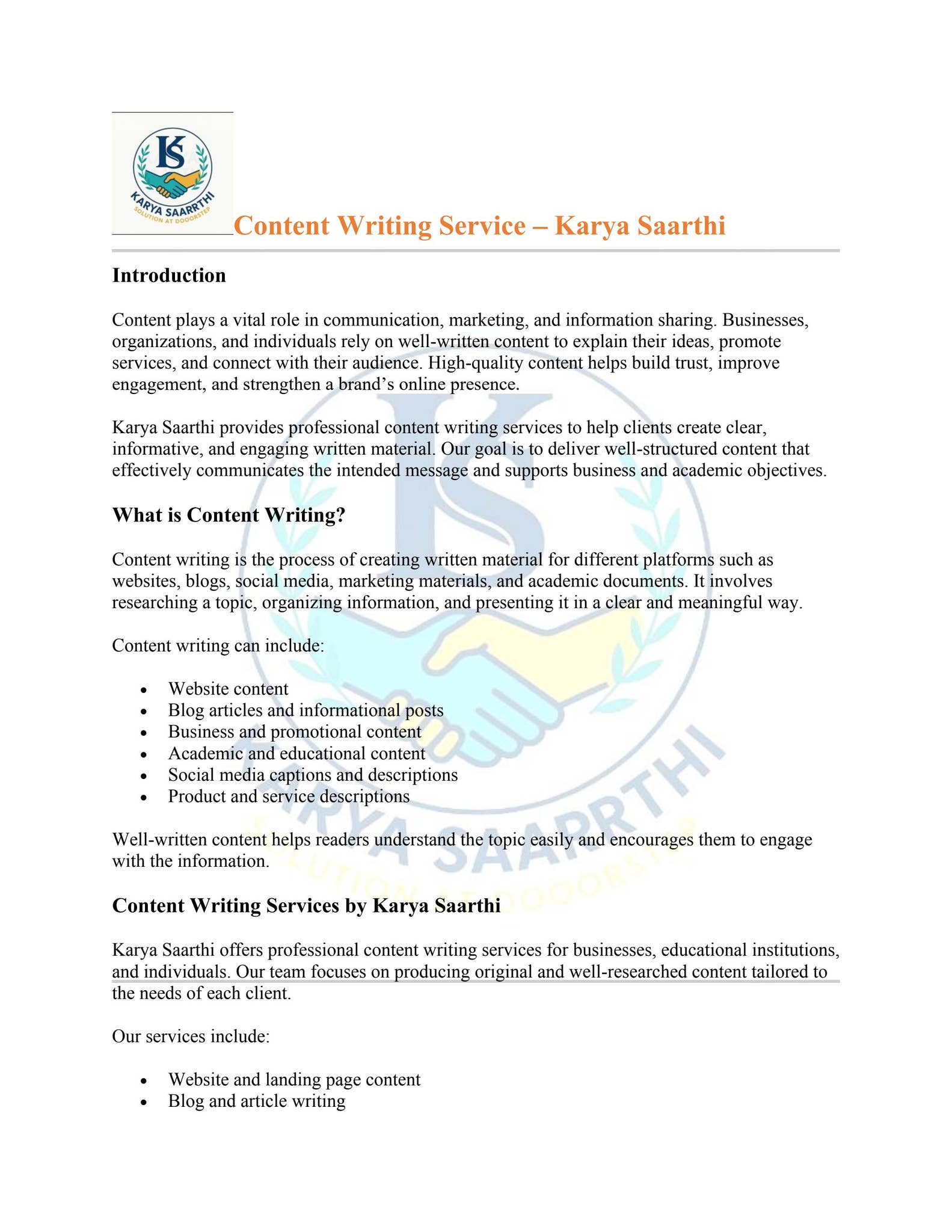 Content Writing Service by Karya Saarthi - Issuu