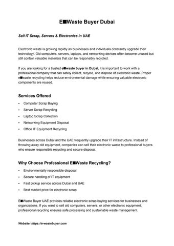 E-Waste Buyer Dubai – Sell IT Scrap, Servers & Electronics in UAE