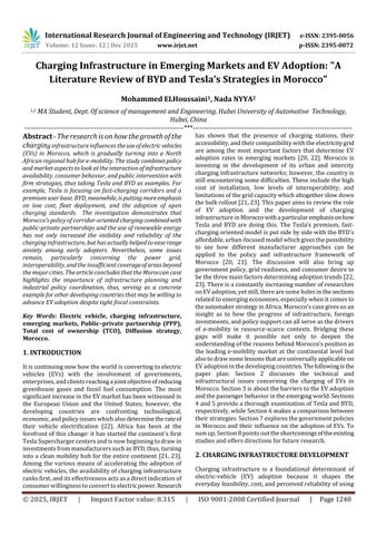 Charging Infrastructure in Emerging Markets and EV Adoption: "A Literature Review of BYD and Tesla’s