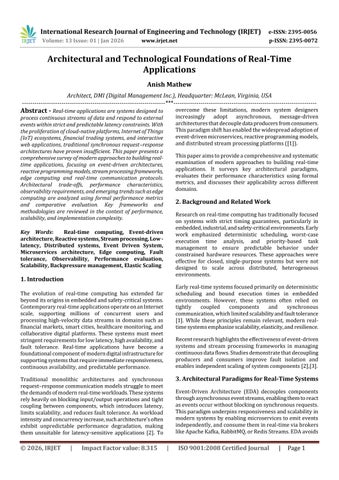 Architectural and Technological Foundations of Real-Time Applications