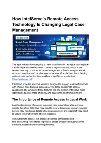 How IntelServe’s Remote Access Technology Is Changing Legal Case Management