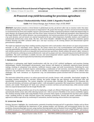 AI-Powered crop yield forecasting for precision agriculture