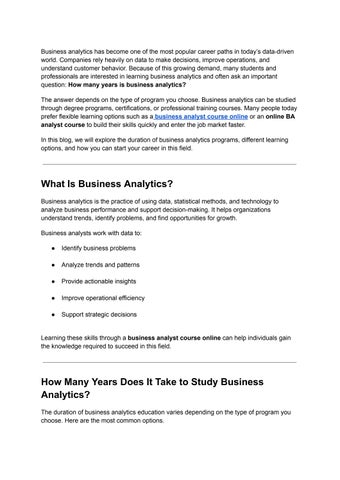 How Many Years Is Business Analytics_