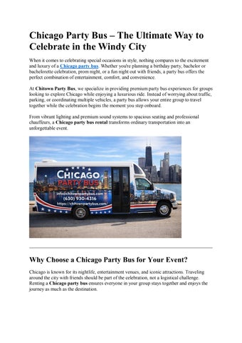 Chicago Party Bus – The Ultimate Way to Celebrate in the Windy City