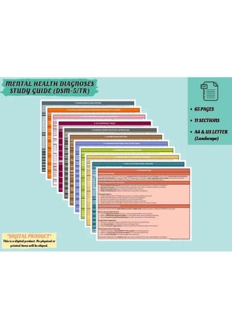 Mental Health Diagnosis (DSM5-DSM-V) Cheat Sheet _ LCSW _ LMSW Exam Study Guide [Printable PDF]