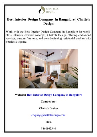 Best Interior Design Company In Bangalore  Chattels Design