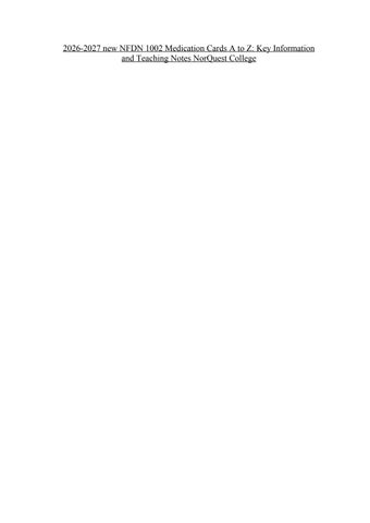 2026-2027 new NFDN 1002 Medication Cards A to Z- Key Information and Teaching Notes NorQuest College