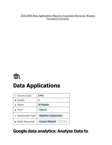 2026 D465 Data Applications Objective Assessment Reviewer Western Governors University