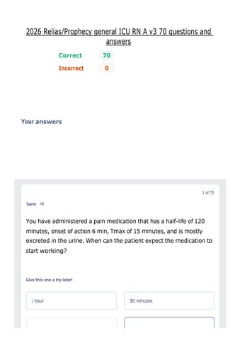2026 Relias Prophecy general ICU RN A v3 70 questions and answers
