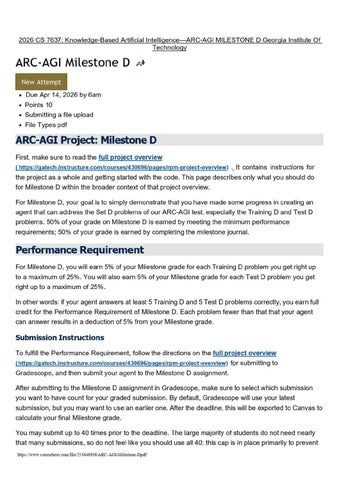 2026 CS 7637 Knowledge-Based Artificial Intelligence—ARC-AGI MILESTONE D Georgia Institute Of Techno